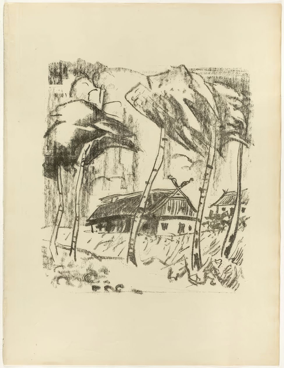 Fattoria dietro gli alberi di betulla, da The Samland Ode da Max Pechstein