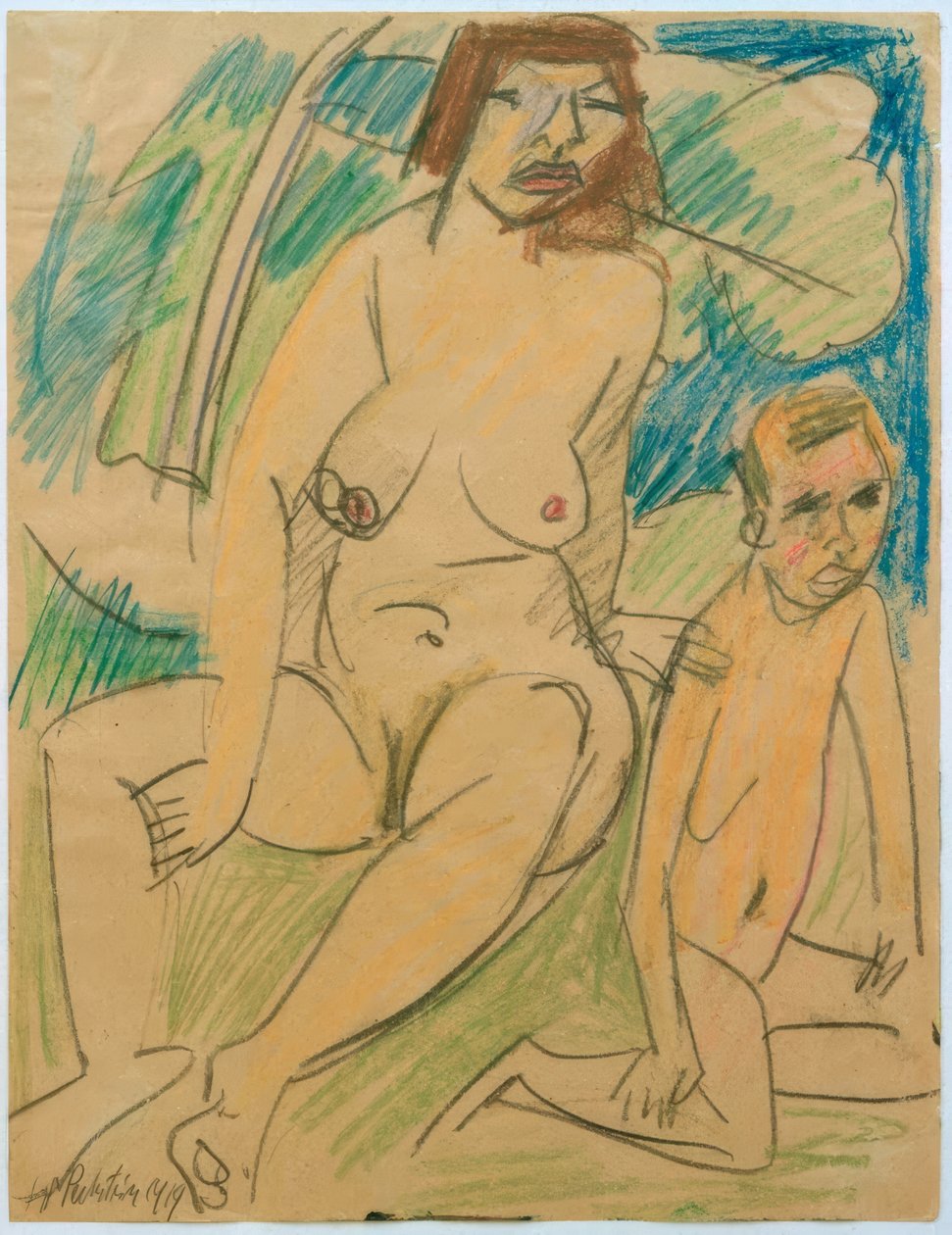 Donna nuda con bambino da Max Pechstein
