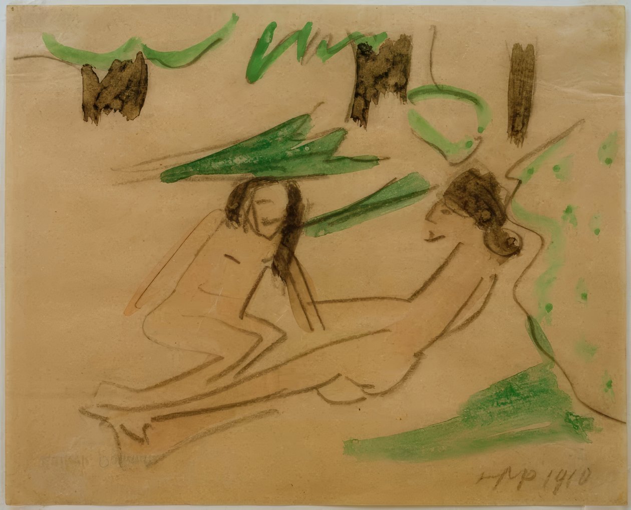 Senza titolo (Nudo accovacciato e sdraiato) da Max Pechstein
