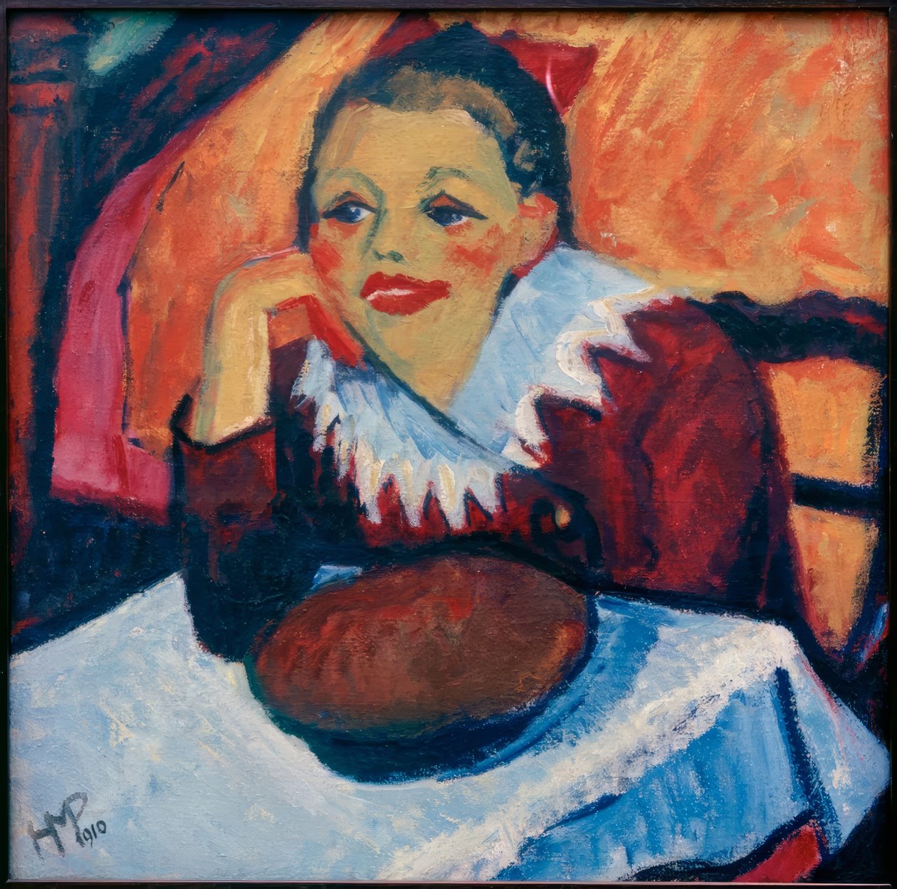 Ragazza rossa al tavolo da Max Pechstein