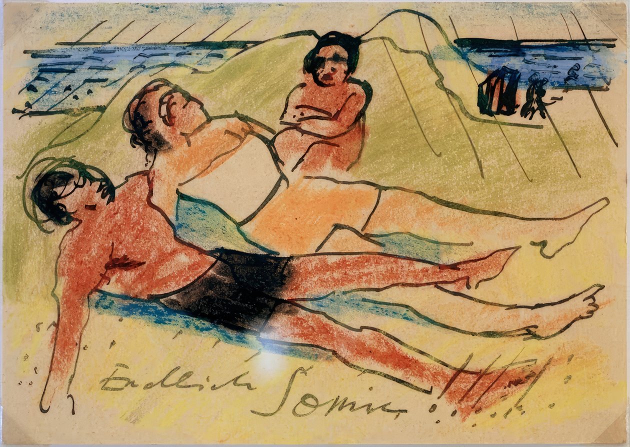 Prendere il sole sulla spiaggia da Max Pechstein