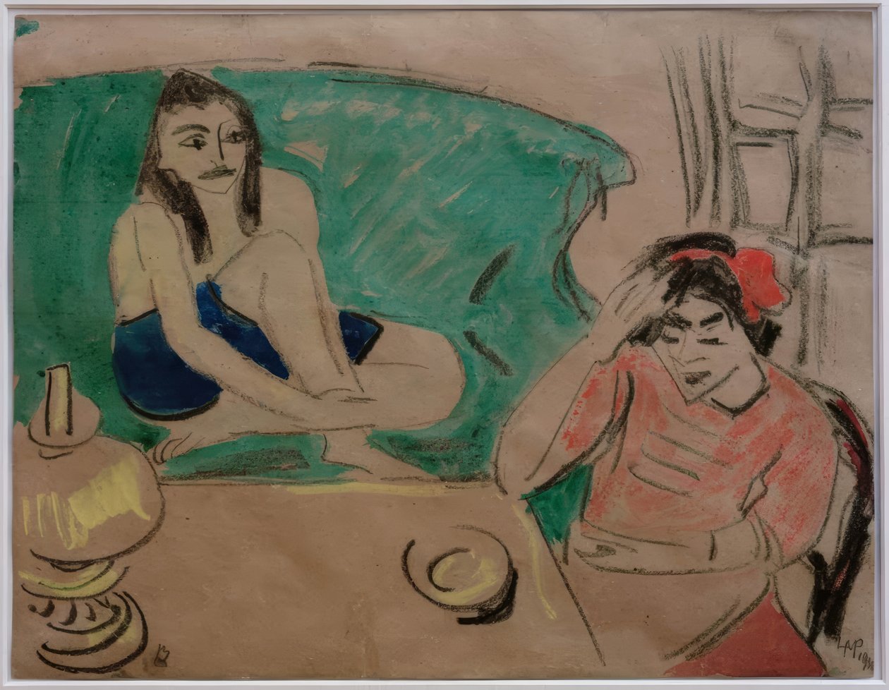 Due ragazze al tavolo da Max Pechstein