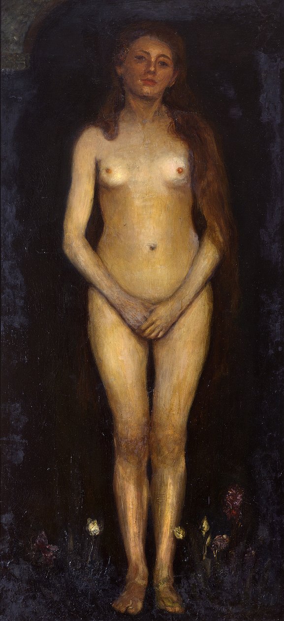 Frau. Linke Tafel des Diptychons „Menschenpaar (Homo Sapiens)“ da Max Slevogt