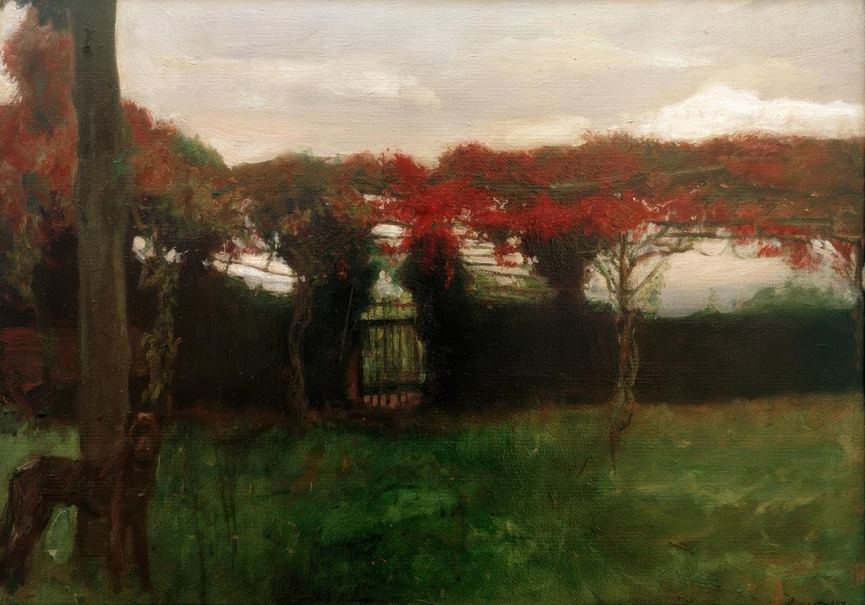 Pergola rossa con cane da Max Slevogt