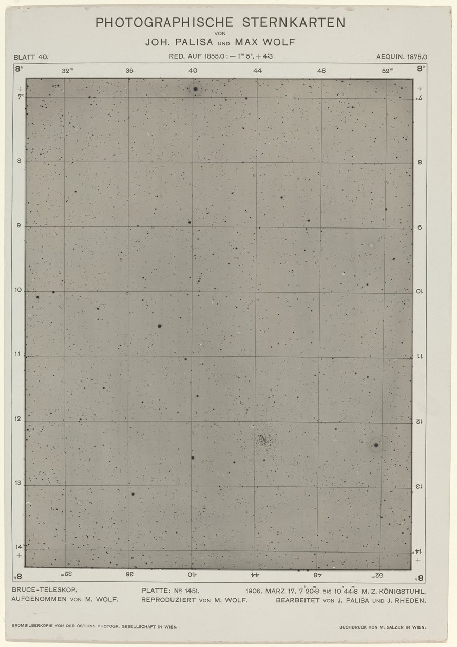 Photographische Sternkarten 17 marzo 1906, 2268. Creatori: Max Wolf, Johann Palisa da Max Wolf, Johann Palisa