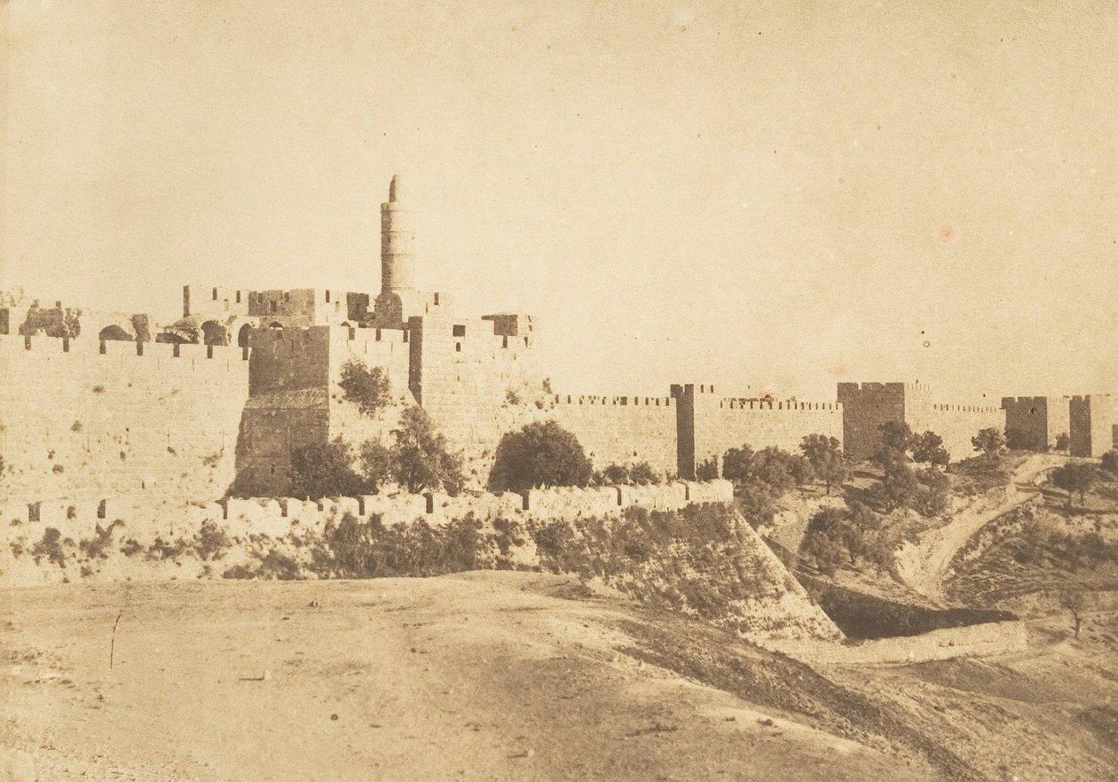 Château de David Daoud Kalessy e mura di Gerusalemme, agosto 1850 da Maxime Du Camp