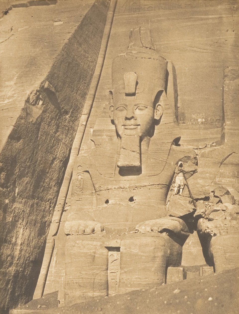 Colosso orientale del Tempio di Phré, ad Abousembil Ritratto di Ramses il Grande, marzo 1850 da Maxime Du Camp