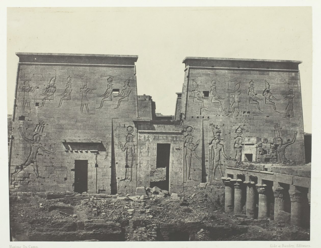 Drômos e Philônes, Grande Tempio di Iside a Pilônes, Nubia, 1849-51, stampato 1852 da Maxime Du Camp