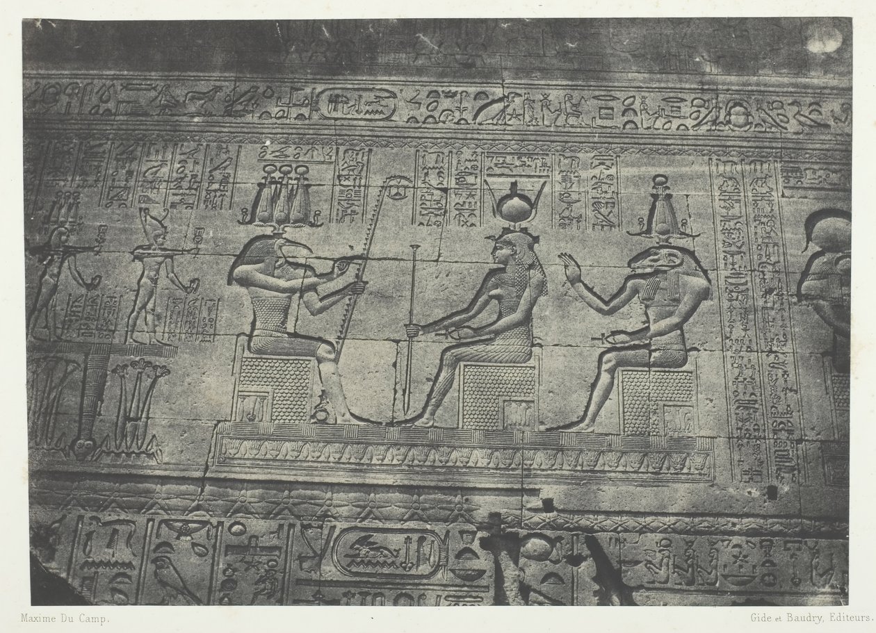 Grand Temple de Dendérah Teutyres, Sculture della Facciata Posteriore, Alta-Egitto, 1849-51 da Maxime Du Camp