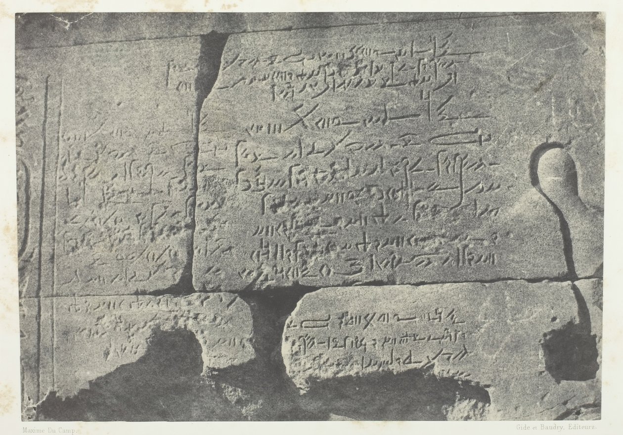 Iscrizione demotica, Grande Tempio di Iside a File, Nubia, 1849-51, stampato 1852 da Maxime Du Camp