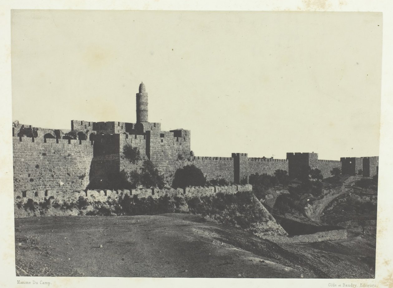 Gerusalemme, parte occidentale delle mura, Palestina, 1849-51, stampato 1852 da Maxime Du Camp