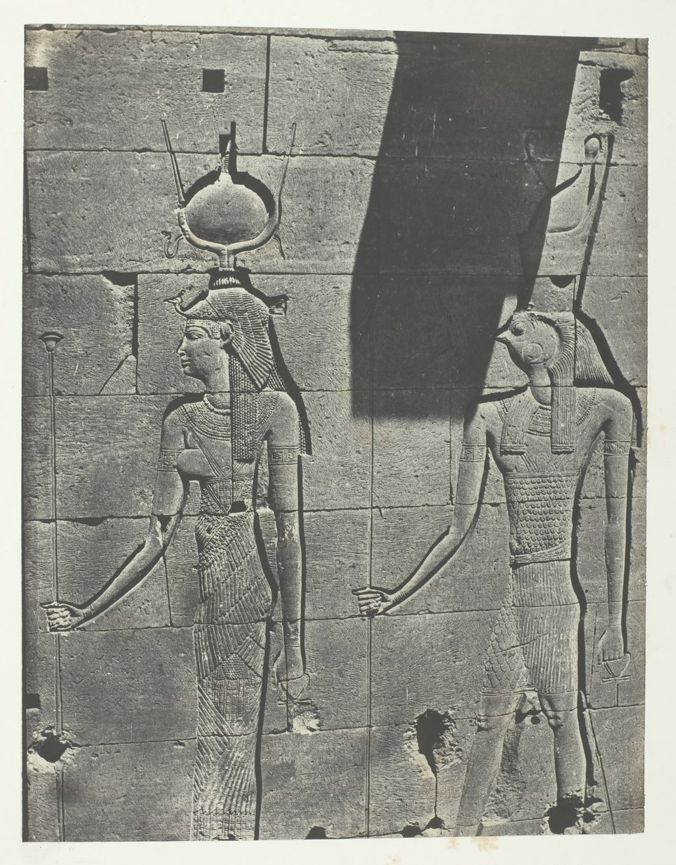 Kalabscheh, sculture della facciata posteriore del tempio, Nubia da Maxime Du Camp