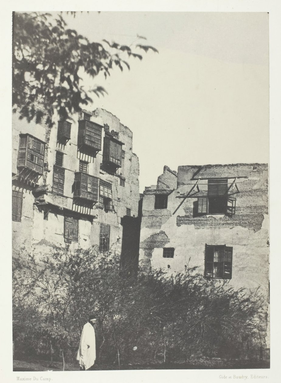 Maison et Jardin dans le Quartier Frank, Le Caire, 1849-51, stampato 1852 da Maxime Du Camp