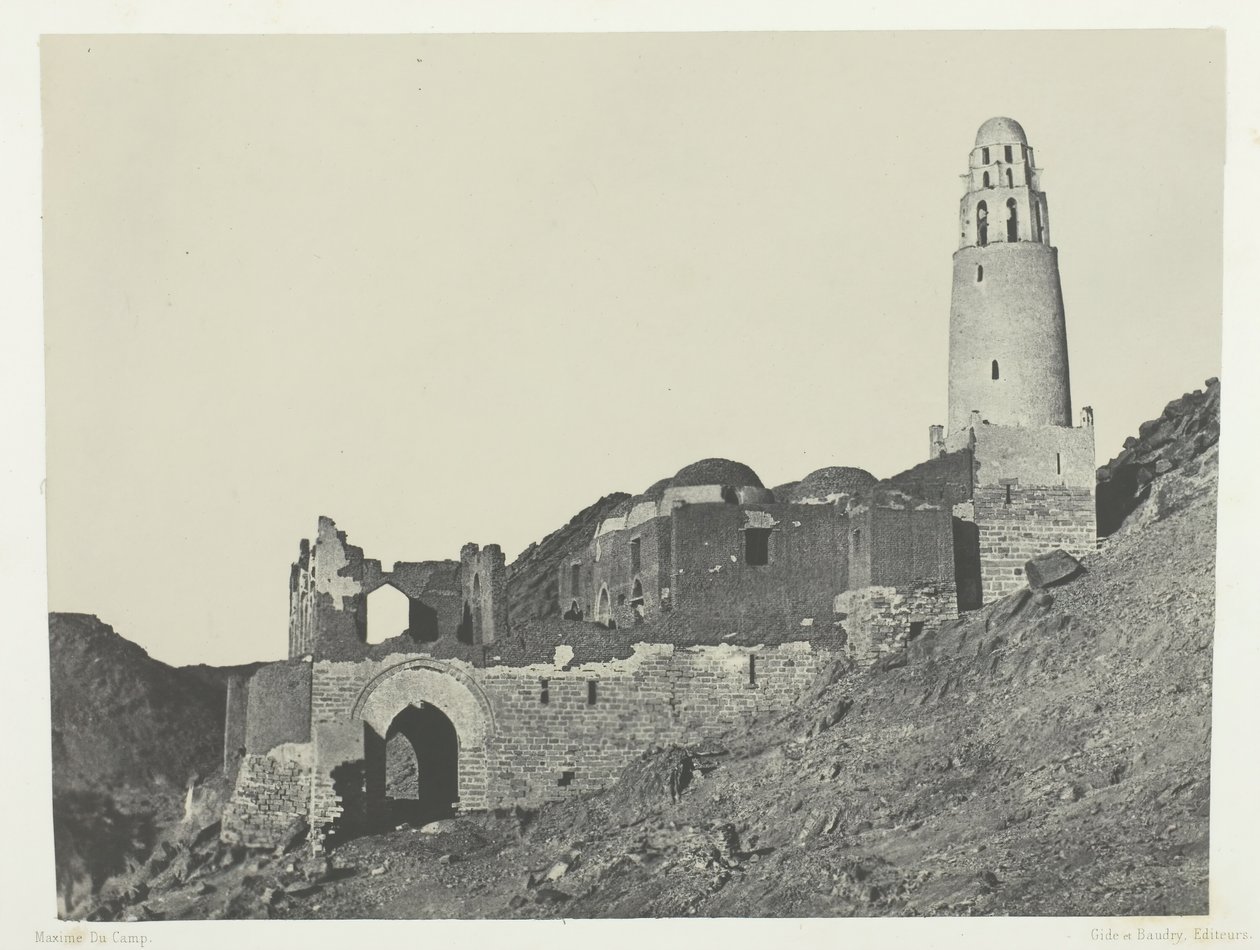 Moschea di Bellal nel Villaggio di Bab, Nubia, 1849-51, stampato nel 1852 da Maxime Du Camp