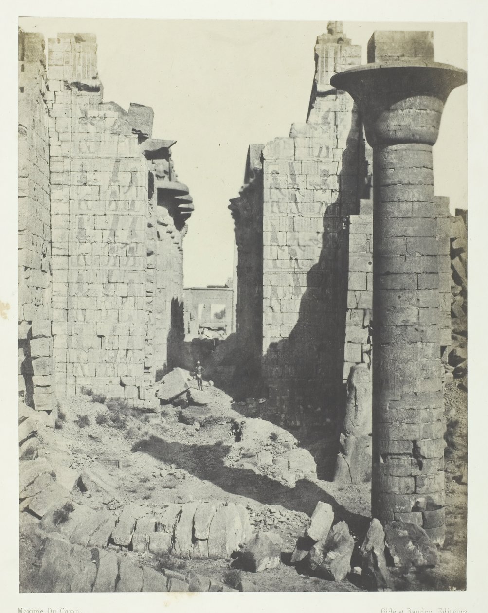 Palazzo di Karnak, Corte dei Bubastiti e Ingresso Principale della Sala Ipostila, Tebe, 1849-51 da Maxime Du Camp