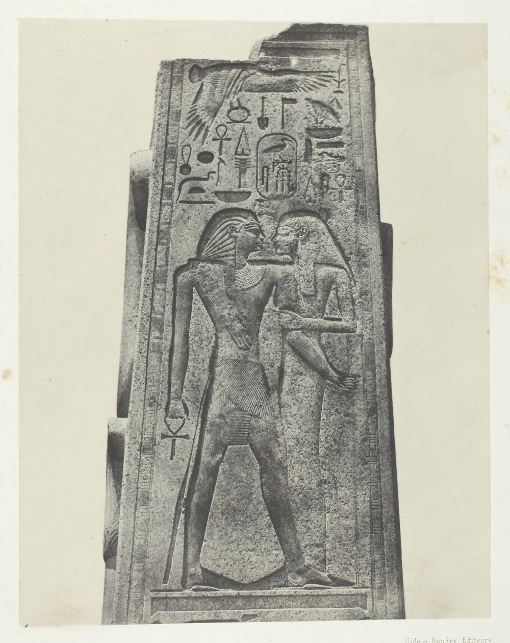 Palais de Karnak, Pilastro davanti al santuario di granito, Tebe, 1849-51, stampato 1852 da Maxime Du Camp