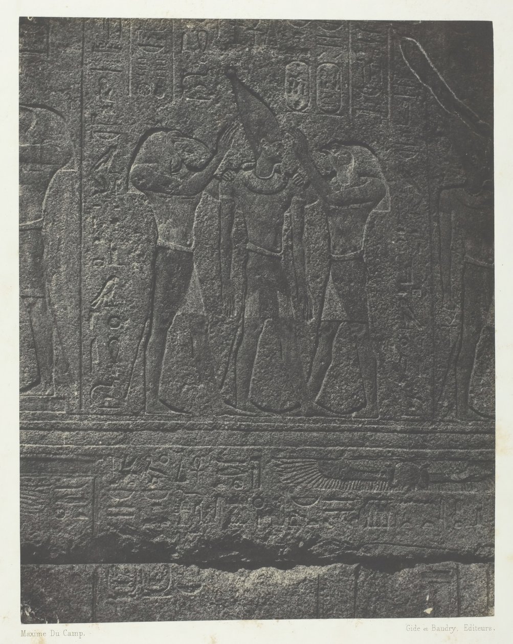 Palais de Karnak, Sculture Esterne del Santuario di Granito, Tebe, 1849-51, stampato 1852 da Maxime Du Camp