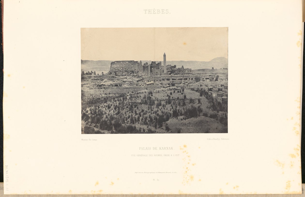 Tebe. Palazzo di Karnak. Veduta generale delle rovine, guardando verso est. da Maxime Du Camp