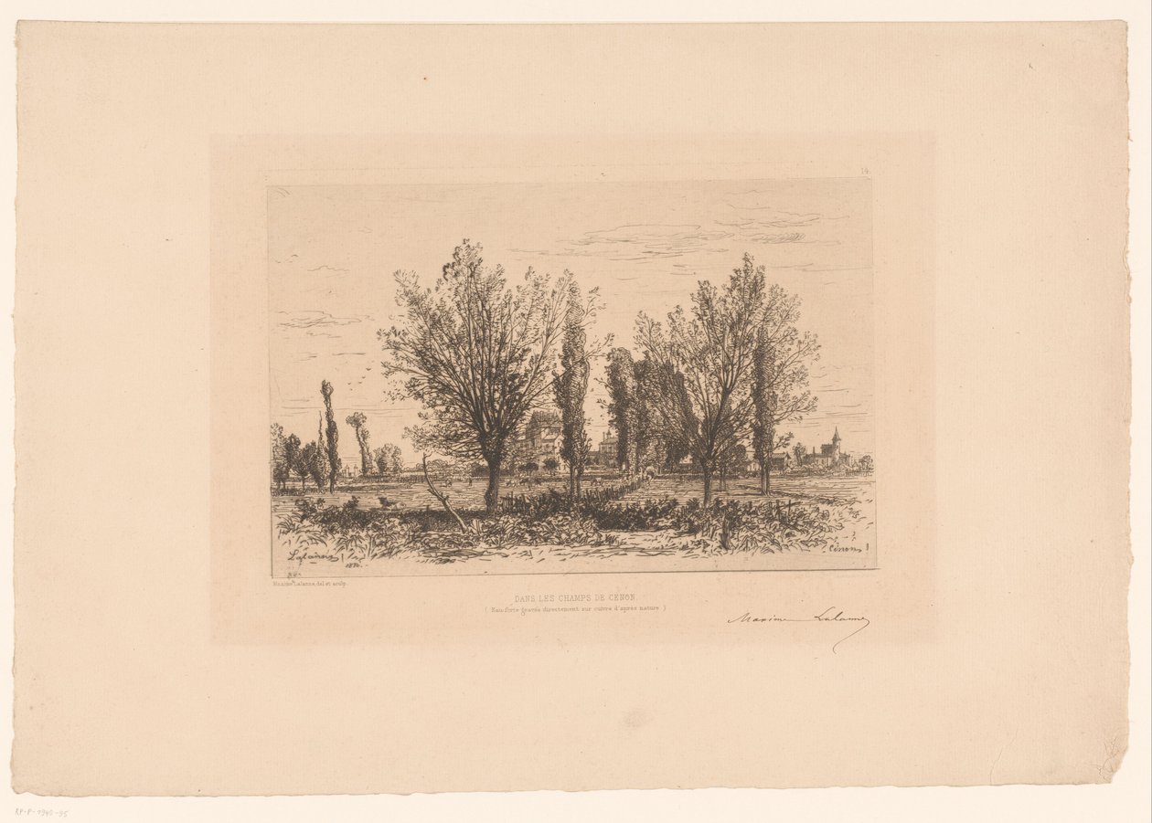 Paesaggio con prato e vista su una città da Maxime François Antoine Lalanne (signed by artist)