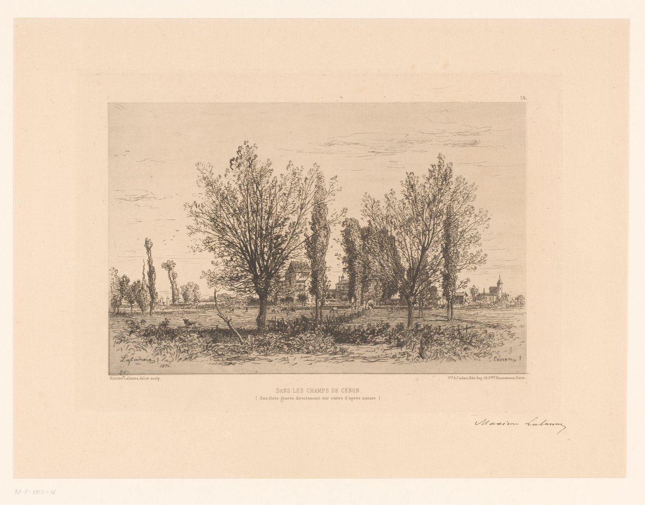 Paesaggio con prato e vista su una città da Maxime François Antoine Lalanne (signed by artist)