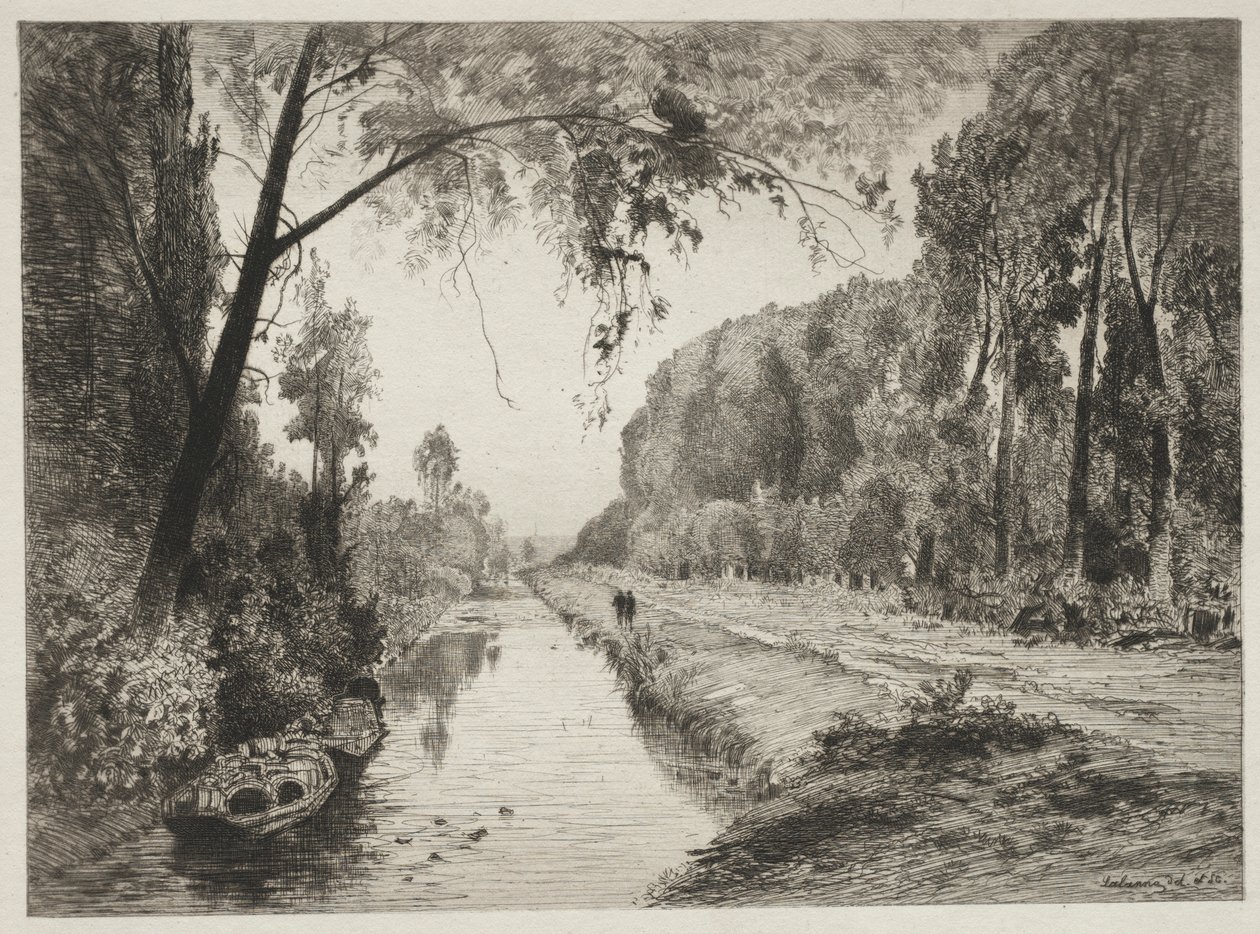 Canale a Pont Sainte-Maxence, c. 1878 da Maxime Lalanne