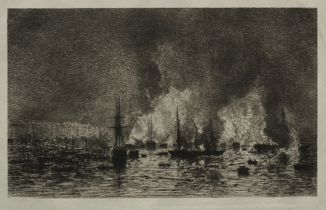 Incendio nel Porto di Bordeaux da Maxime Lalanne