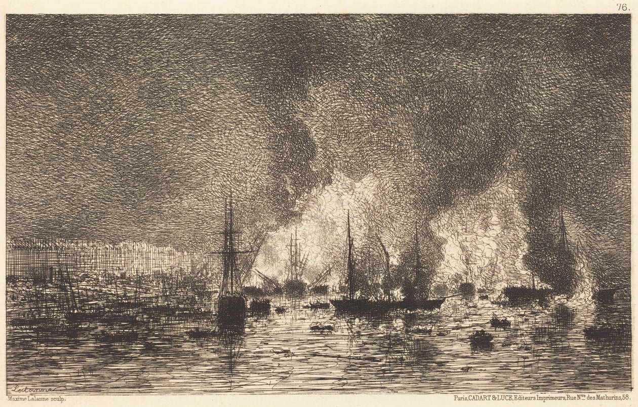 Incendio nel porto di Bordeaux da Maxime Lalanne