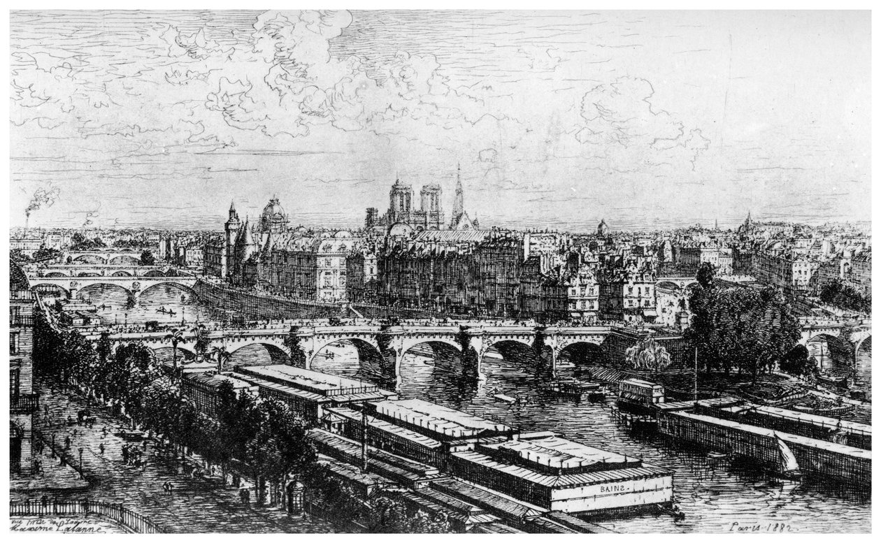 Parigi vista dal Louvre, c1850-1895 da Maxime Lalanne