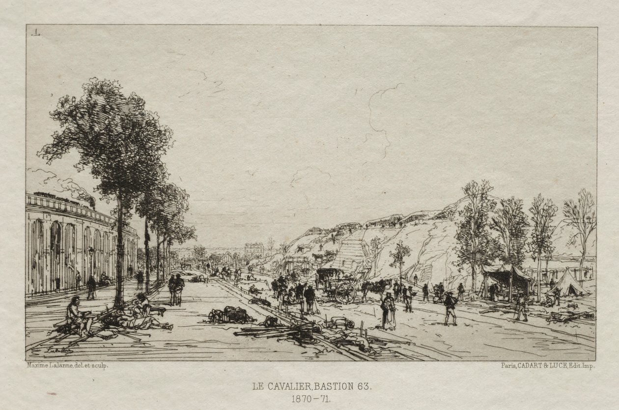 Souvenirs artistiques du Siège de Paris: Le Cavalie Bastion 63, 1870-71 da Maxime Lalanne