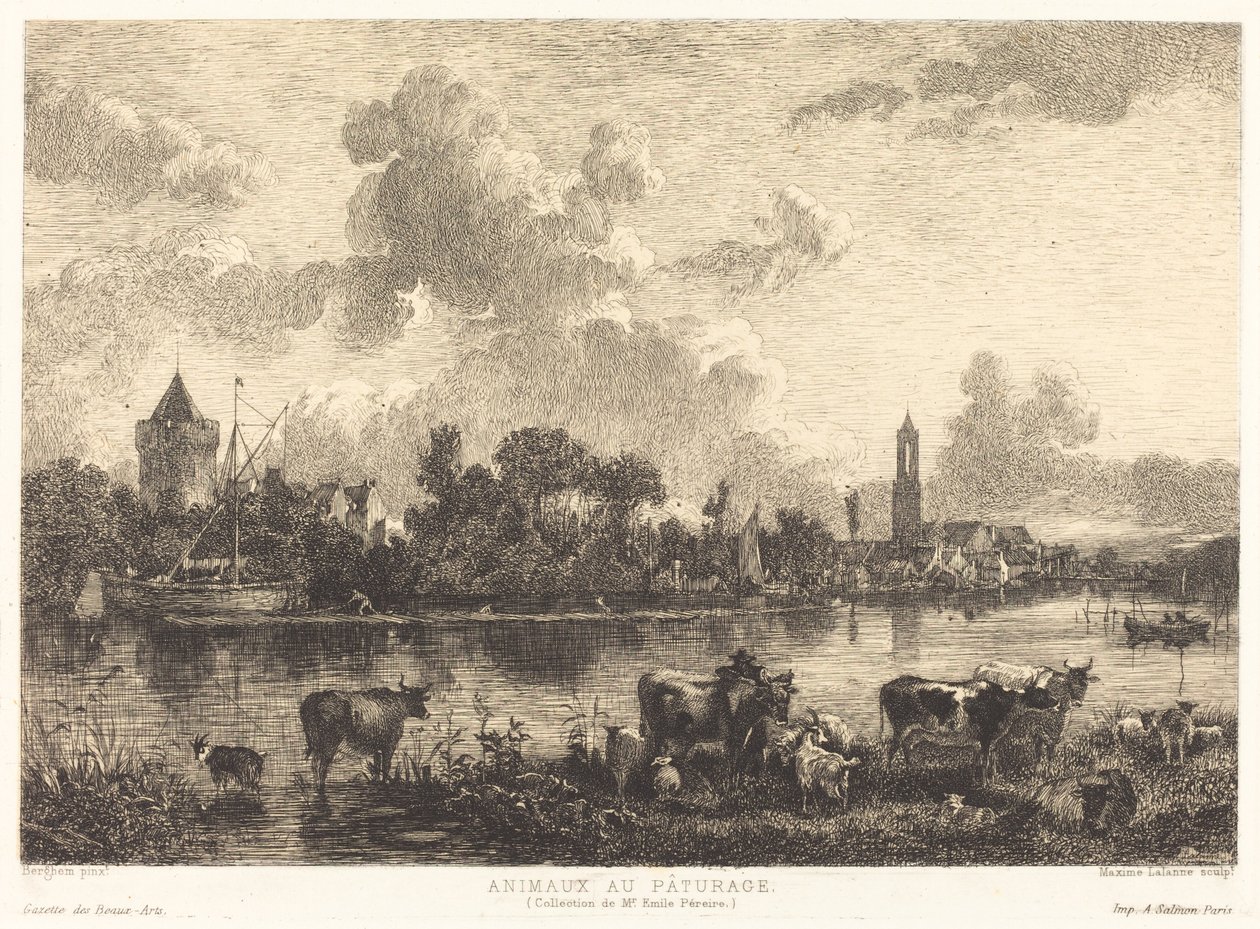 Animali al pascolo da Maxime Lalanne after Nicolaes Pietersz Berchem