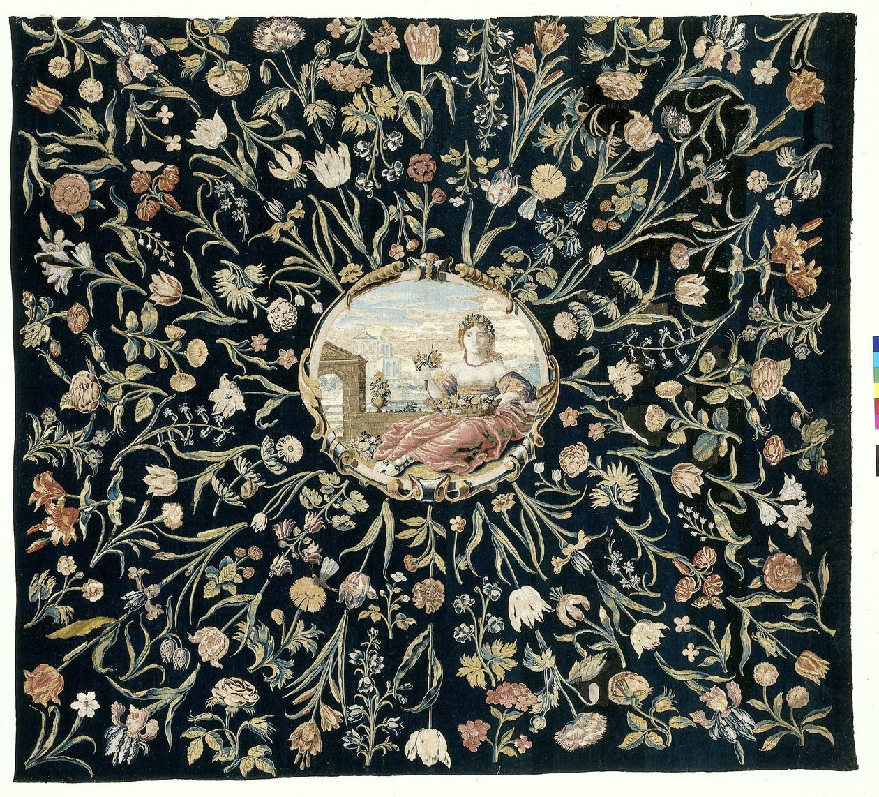 Copritavolo con la personificazione di Flora e un motivo floreale da Maximiliaan van der Gucht (possibly)