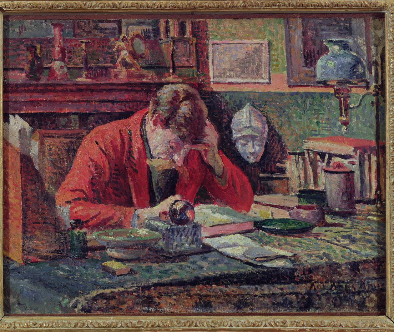 Emile Verhaeren (1855-1916) nel suo studio, c.1897 da Maximilien Luce