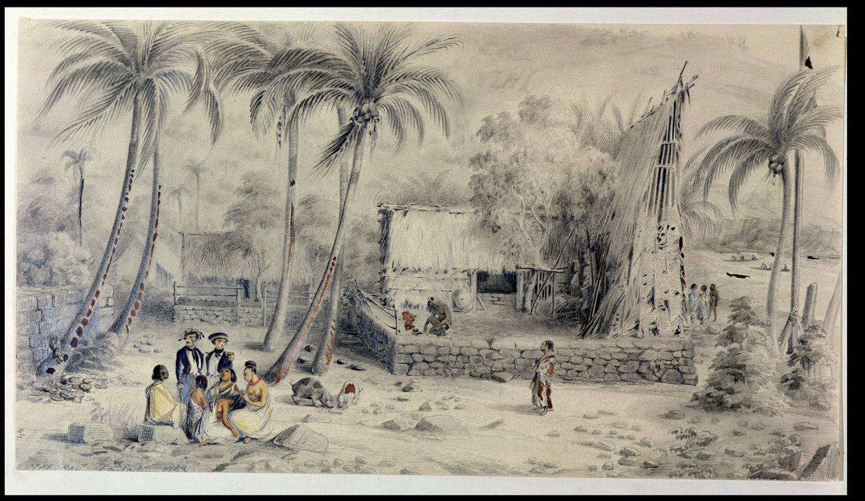 Villaggio nativo a Tahiti, c.1841-48 da Maximilien Radiguet