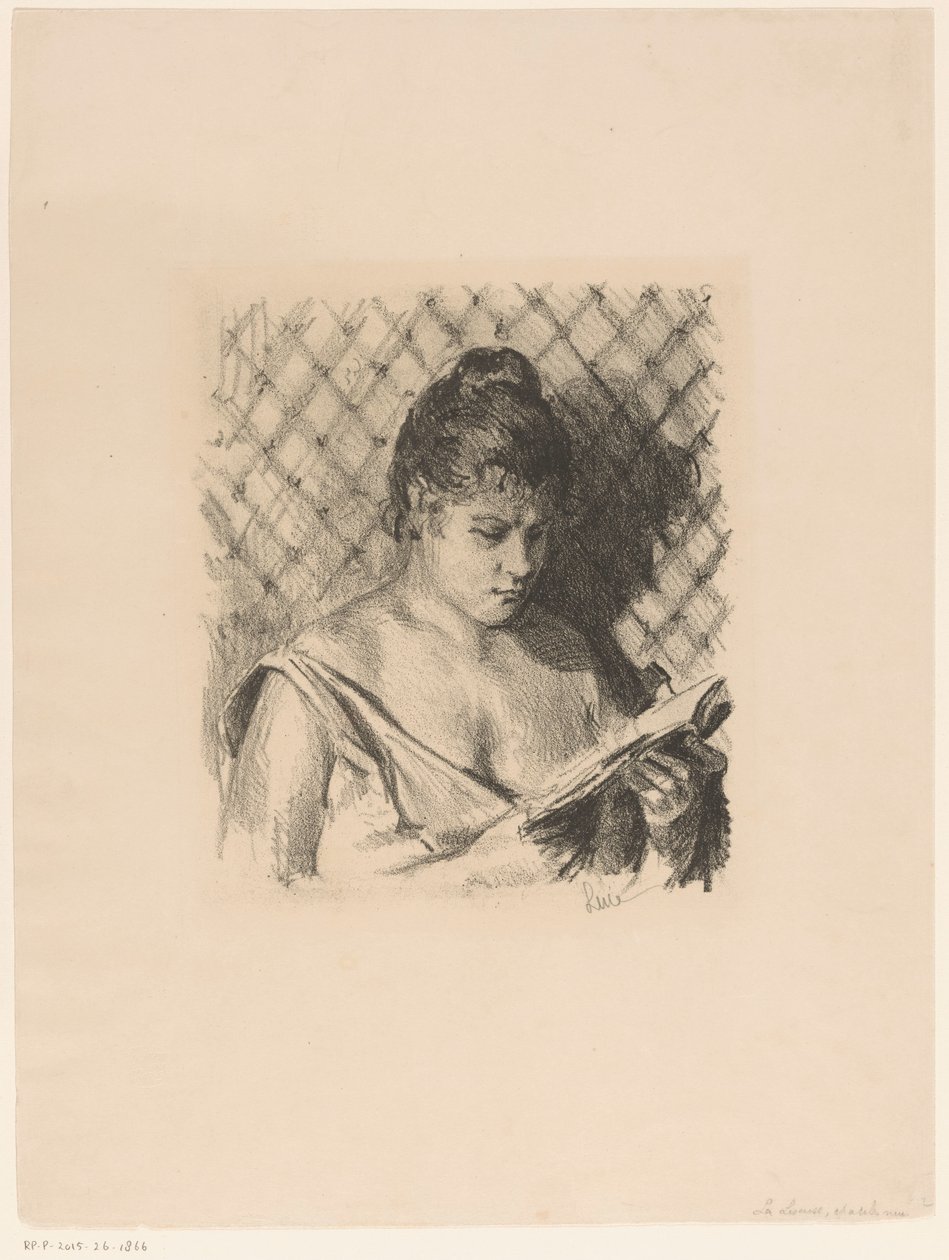 Donna che legge con spalle scoperte da Maximilien Luce (signed by artist)