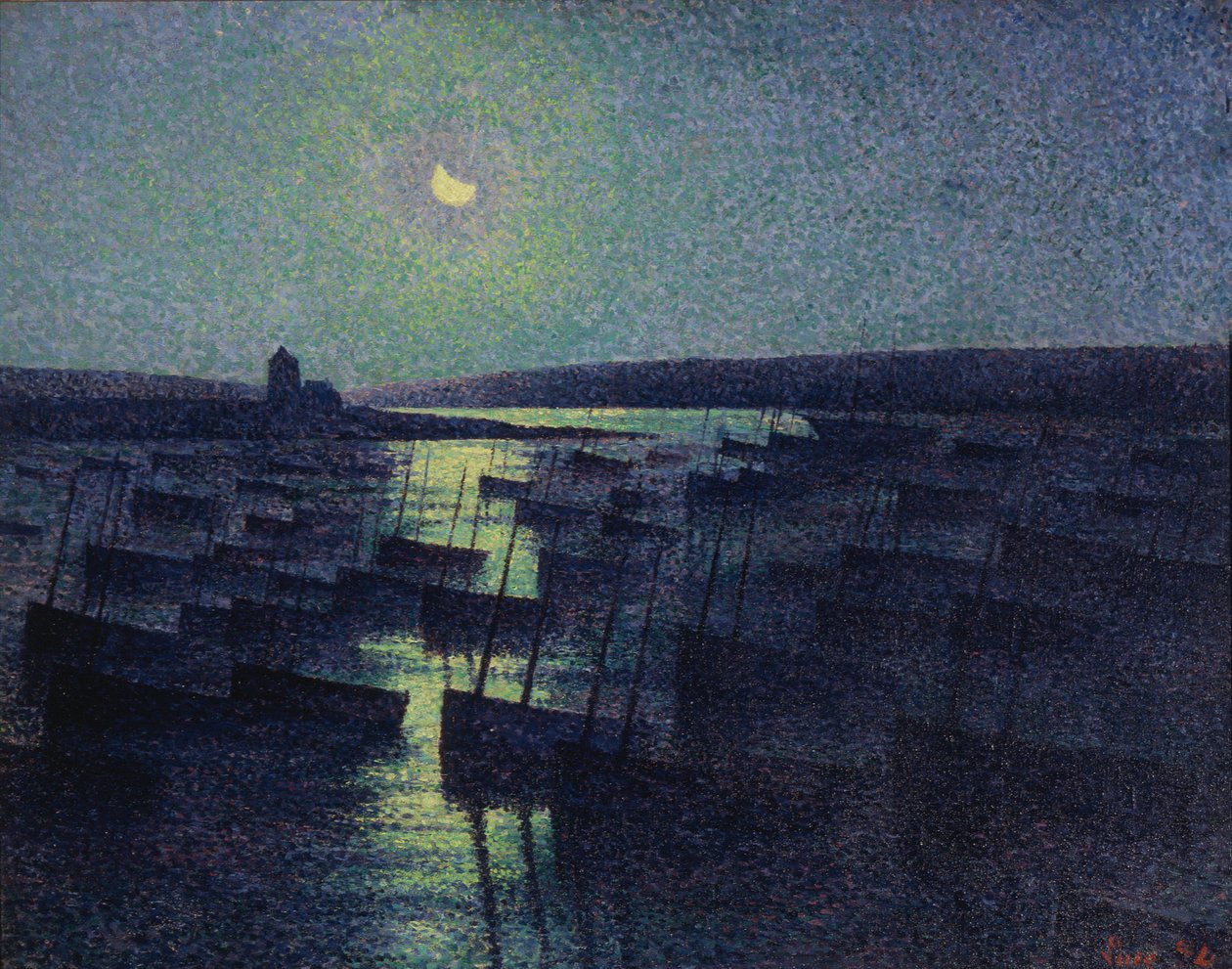 Camaret, chiaro di luna e barche da pesca da Maximilien Luce