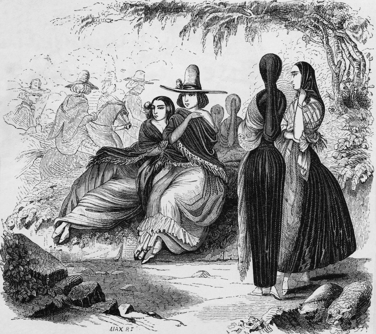Donne di Lima in Perù, incisione dal viaggio di Radiguet a Lima negli anni 1840 da Maximilien Radiguet