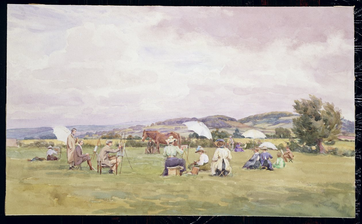 Una festa di schizzi sui Cotswolds, c.1910 da May Francis