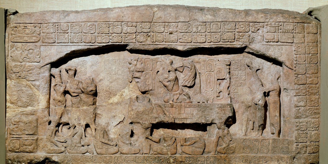 Architrave 3 da Piedras Negras, Peten, Guatemala, Periodo Classico Tardo (600-900 d.C.) da Mayan