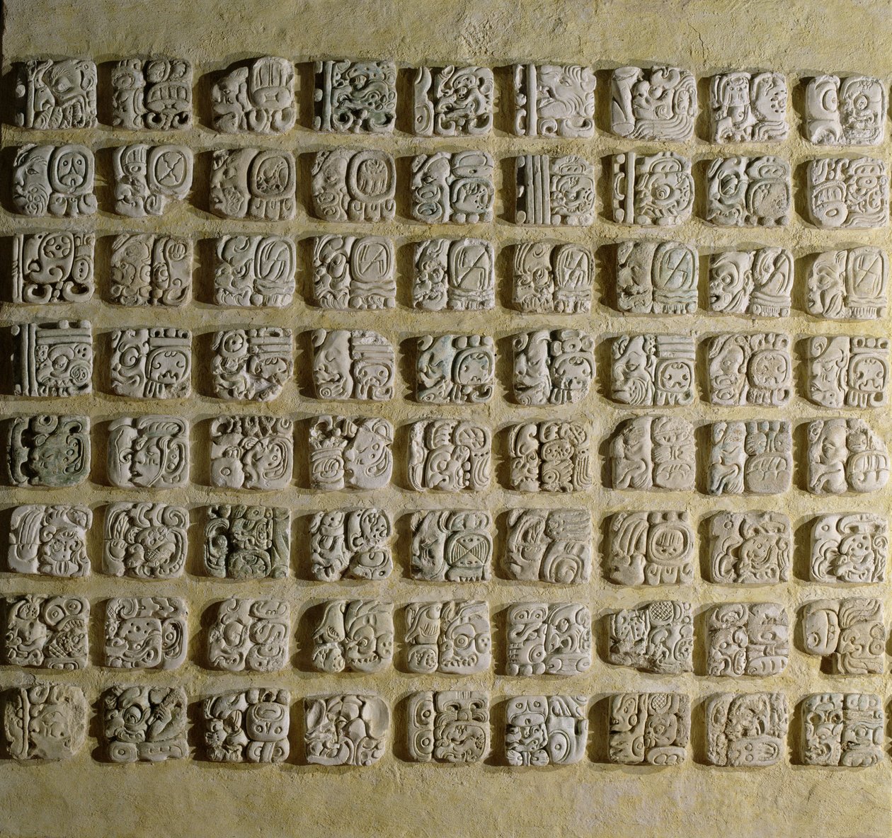 Pannello di glifi, dal Tempio XVIII, Palenque, Chiapas, Messico, Periodo Classico Tardo da Mayan