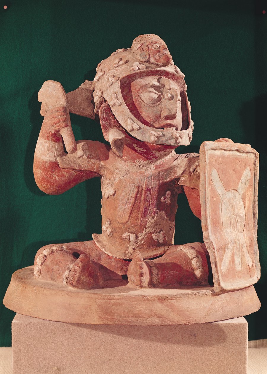 Coperchio di urna con figura di guerriero, dal Guatemala, Periodo Classico, 600-950 da Mayan
