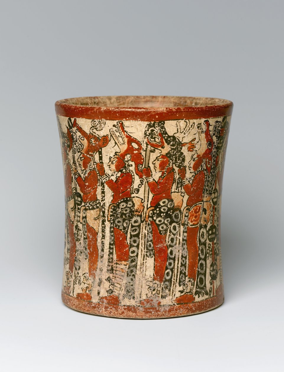 Vaso cilindrico, trovato nello Yucatan, Messico, c.550-950 da Mayan