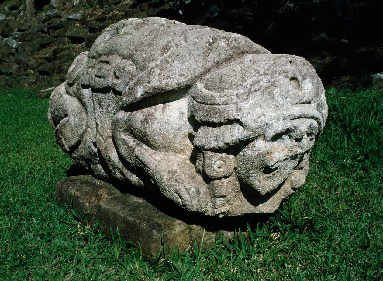 Altare zoomorfo scolpito in un blocco di gres da Mayan