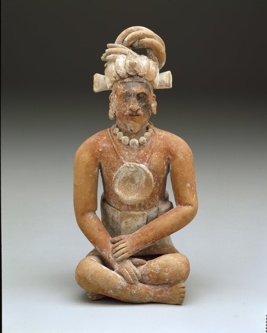 Uomo barbuto seduto, Periodo Tardo Classico, c.600-900 da Mayan Mayan