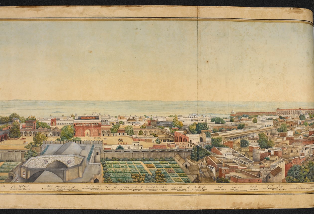 Sezione di un panorama di Delhi da Mazar or Mazhar Ali Khan