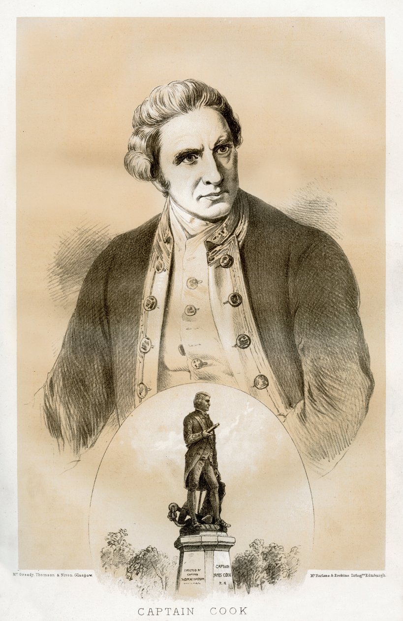 Capitano James Cook, ufficiale navale e esploratore britannico del XVIII secolo, 1879 da McFarlane and Erskine