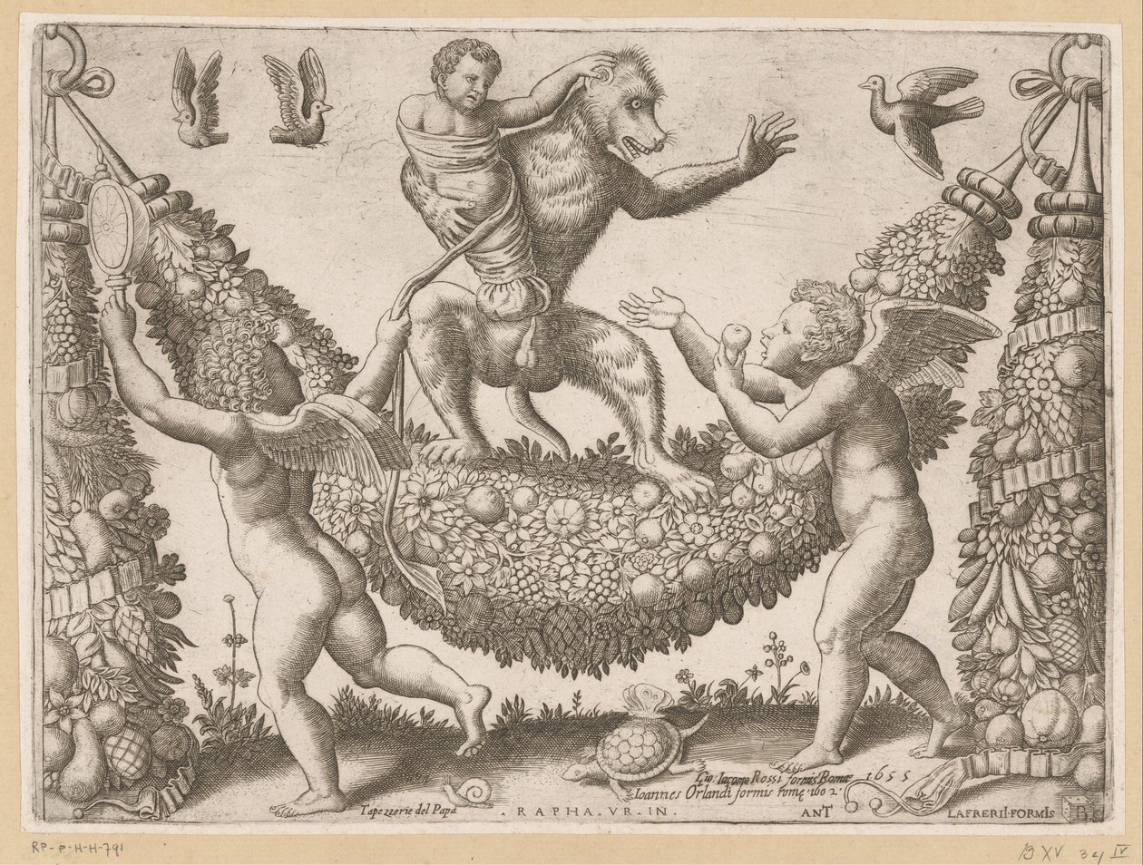 Putti che deridono una scimmia da Meester van de Dobbelsteen