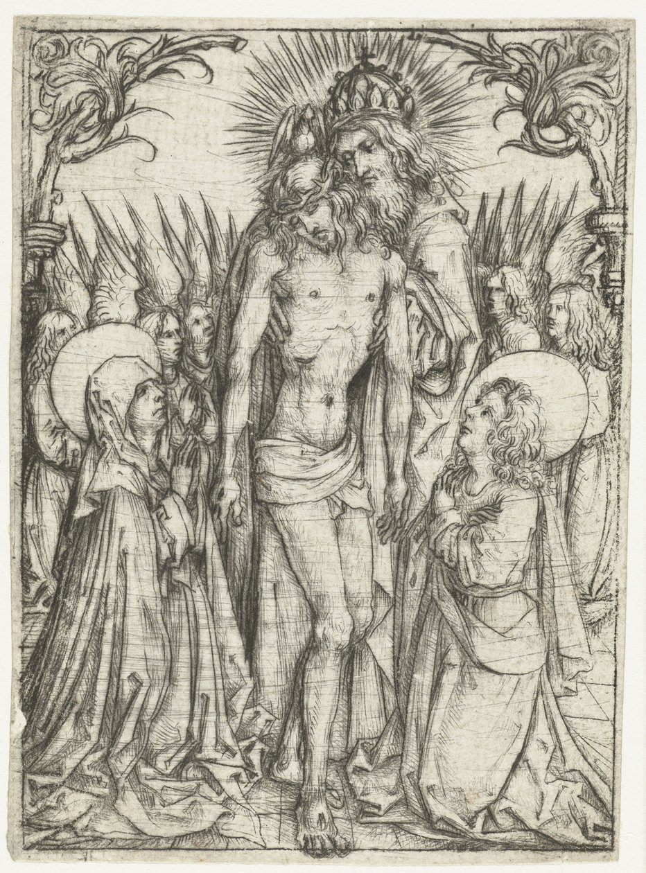 Adorazione della Santissima Trinità da parte di Maria, Giovanni Evangelista e angeli da Meester van het Amsterdamse Kabinet
