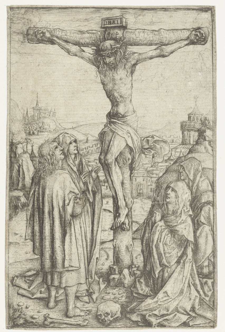 La crocifissione con Maria e San Giovanni e due sante donne da Meester van het Amsterdamse Kabinet
