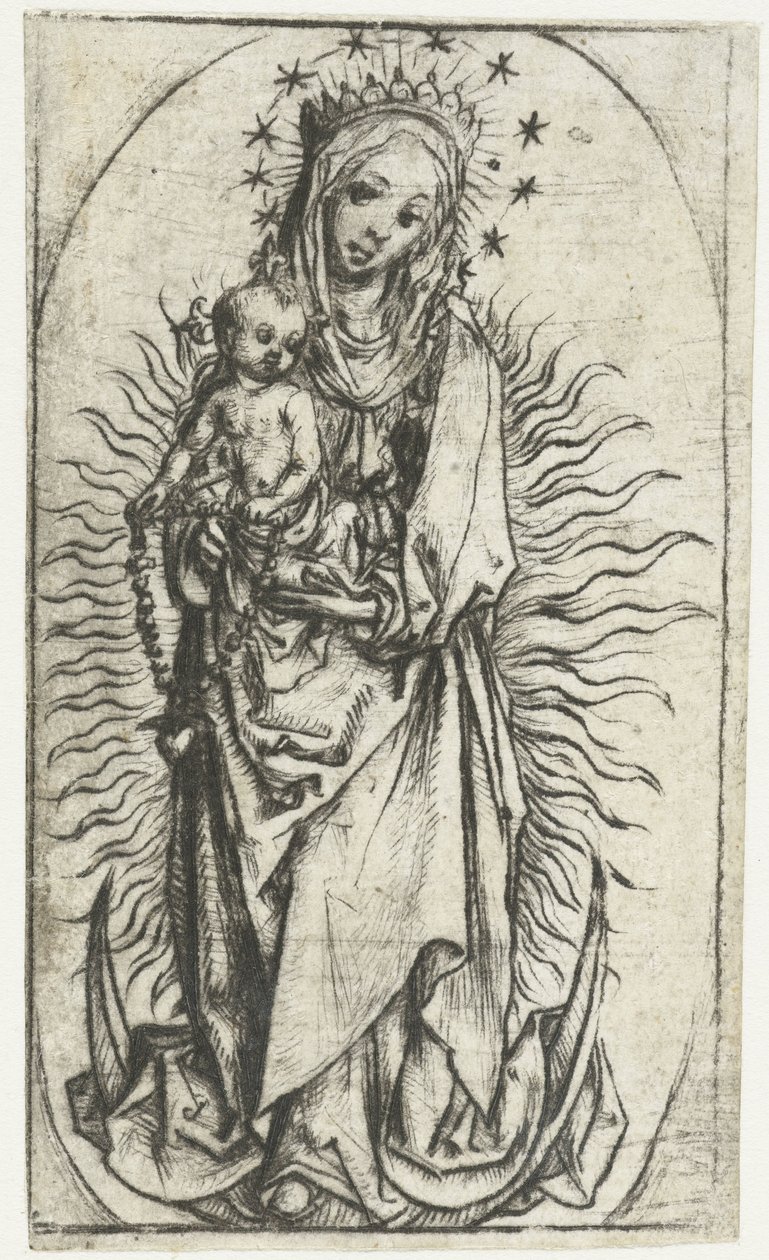 Madonna con corona di stelle e rosario sulla falce di luna da Meester van het Amsterdamse Kabinet
