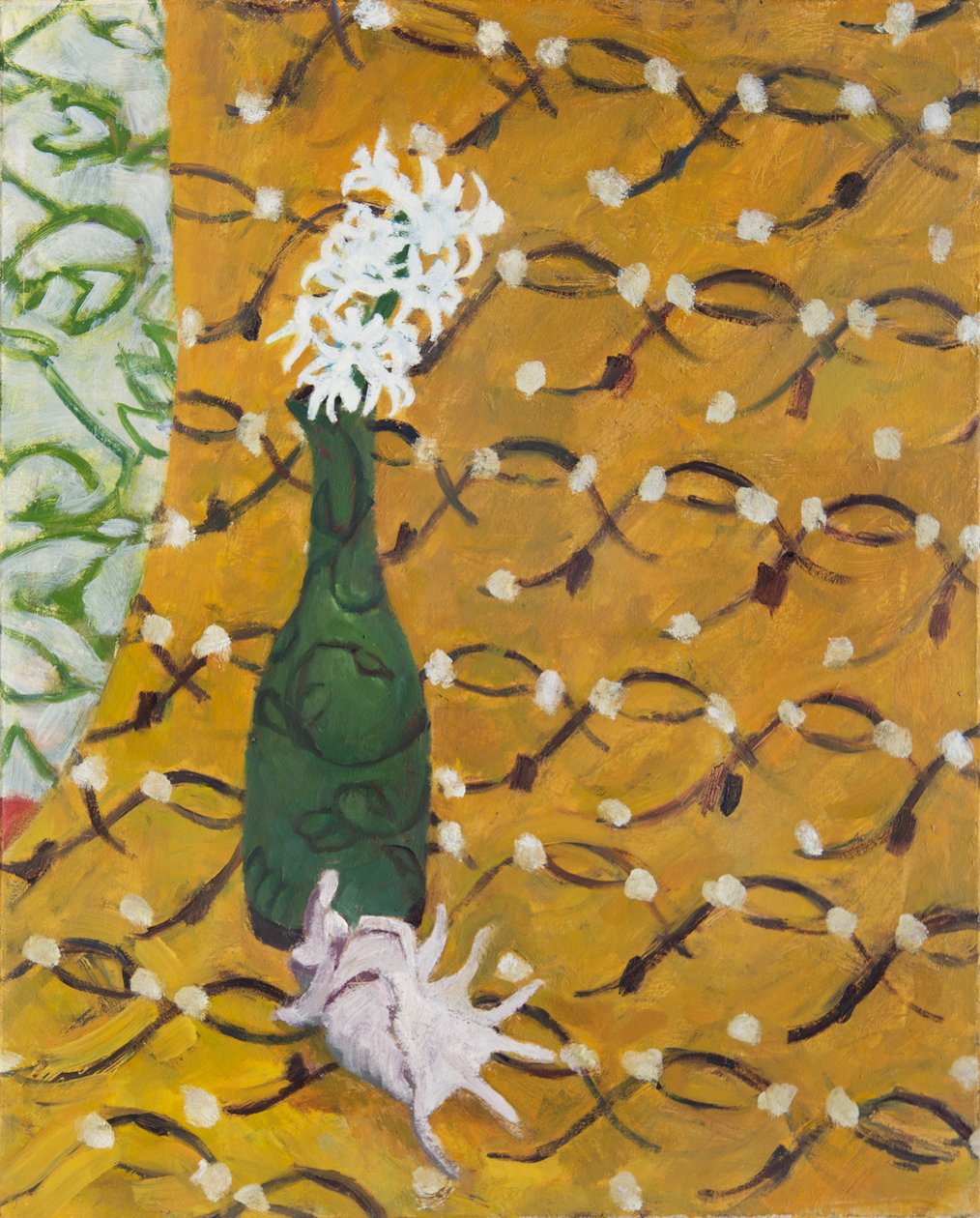 Conchiglia con fiori e tre motivi, 2019 (olio su tela) da Megan Williamson
